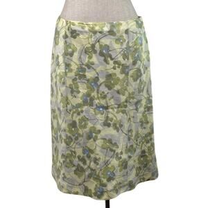 Vintage Sigrid Olsen Silk Linen Skirt Straight Knee Length Size 8 Y2K Minimal